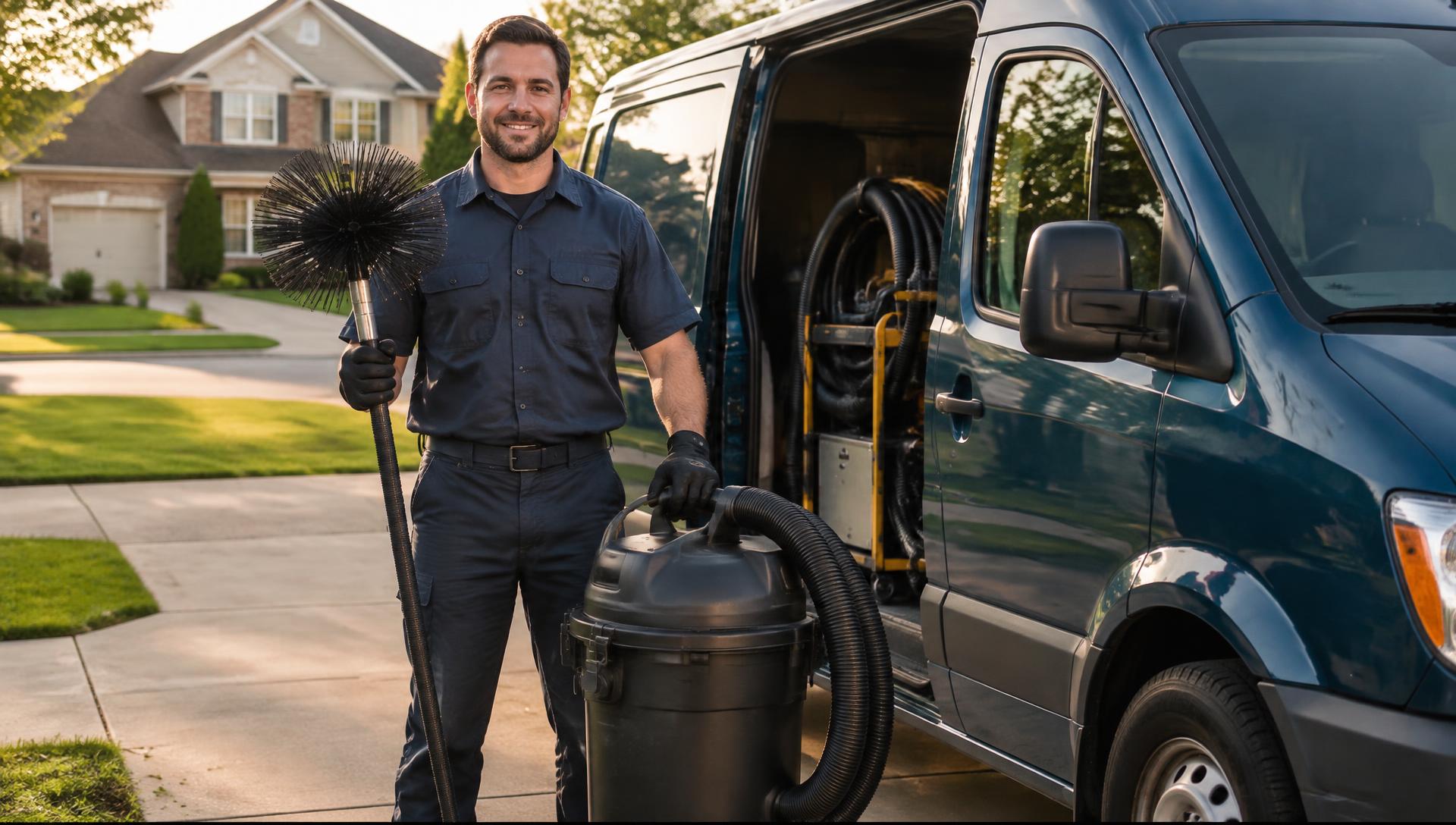Dryer Vent Squad technician with service van
